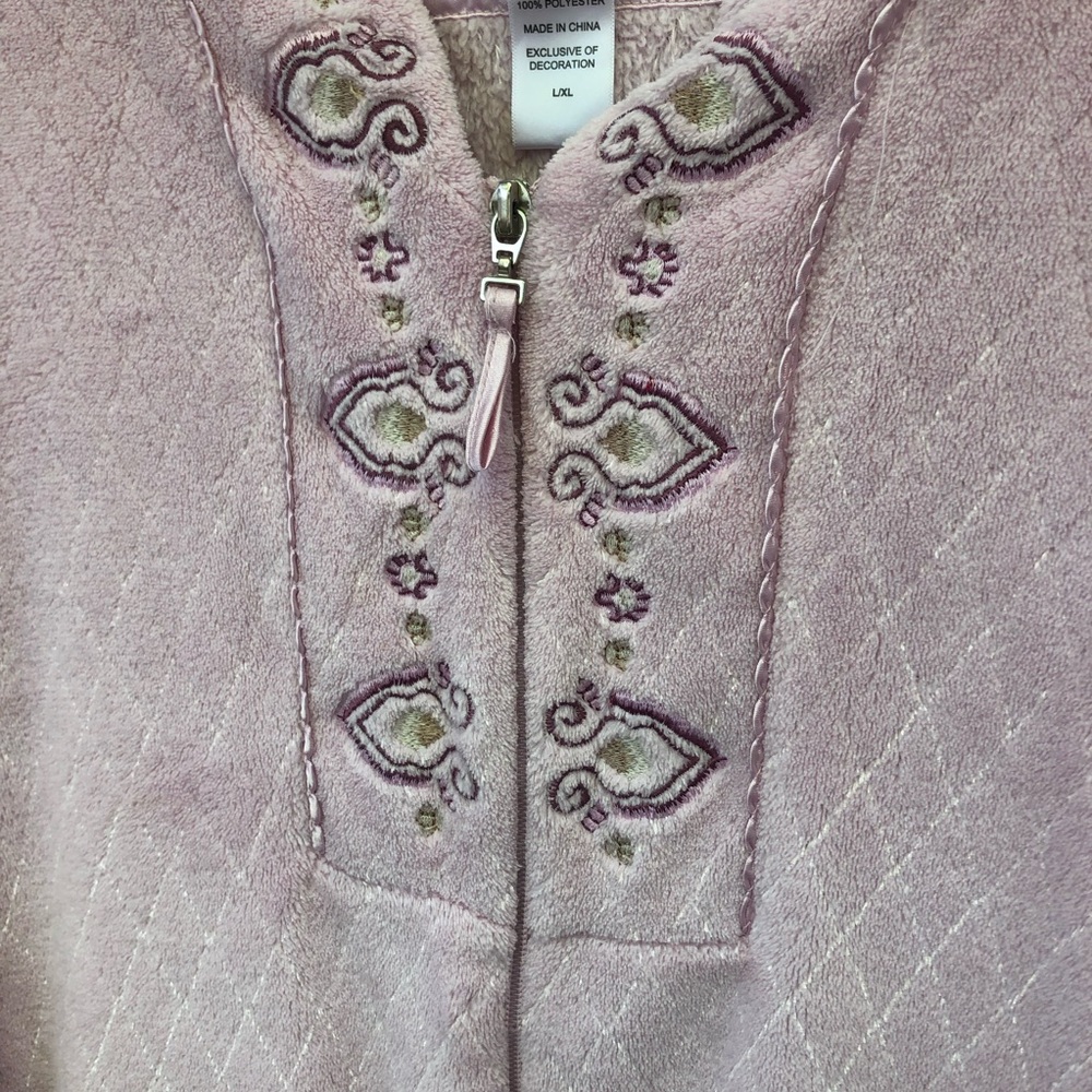 Oscar De La Renta Pink Fleece Night Robe size Large - Picture 8 of 10